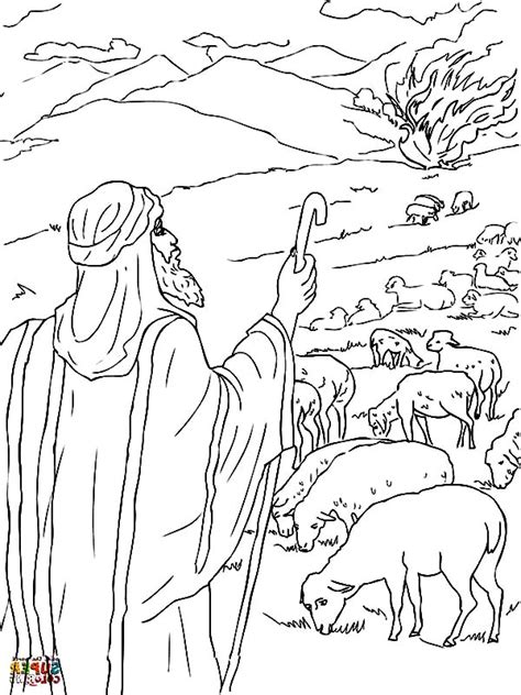 Moses Sees The Burning Bush From Distance Coloring Pages Netart