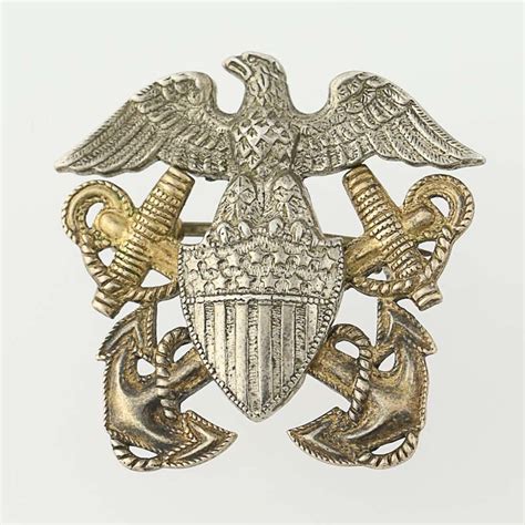 Us Navy Badge Sterling Silver 10k Gf Vintage Military Pin Eagle