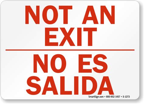 Bilingual Not An Exit Signs Free Pdf