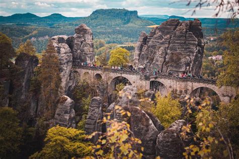 Bro Bastei I Den Anglosaxareschweitz Tyskland Arkivfoto Bild Av