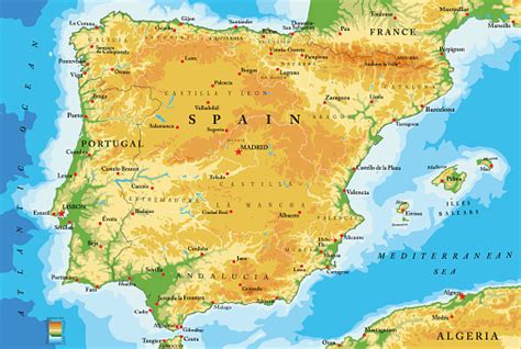 Jede art von karten aus spanien. Physische Karte Von Spanien Stock Vektor Art und mehr ...