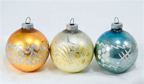 Vintage Shiny Brite Mercury Glass Christmas Ornaments Stencils Mica Glitter Picclick