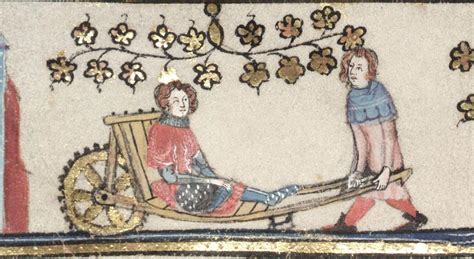 Wounded Man Carried On A Wheel Barrow 1338 44 Romance Of Alexander