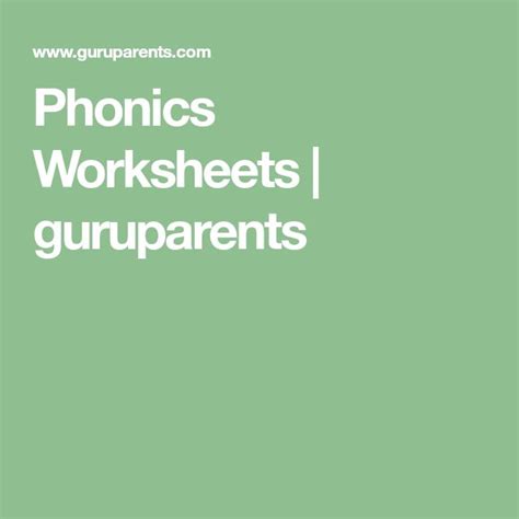 Phonics Worksheets Guruparents Phonics Worksheets Phonics Phonics