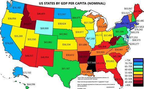Us States By Gdp Per Capita Nominal Q2 2018 1125x700 Rdatamaps