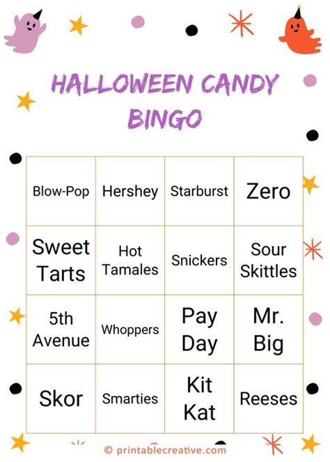 Halloween Candy Bingo Free Printable Bingo Cards And Games