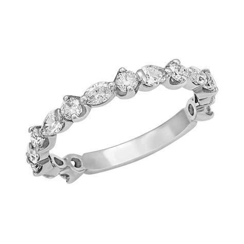 Customizable Diamond Band Ring Round Marquise White Gold Wedding