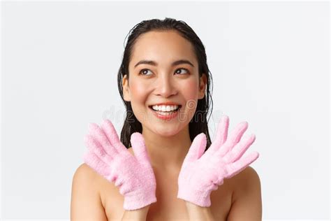 Personal Care Women Beauty Bath And Shower Concept Close Up Of Excited And Satisfied