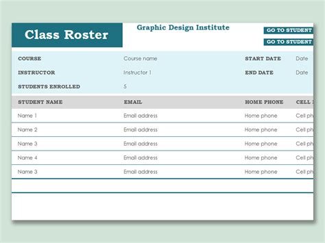 Excel Of Useful Class Rosterxlsx Wps Free Templates