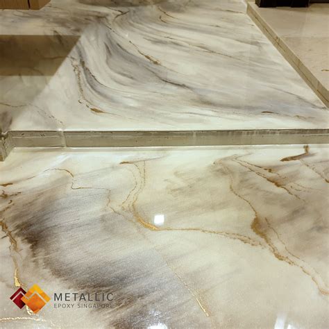 White And Gold Marble Epoxy Floor Dawne Mansfield