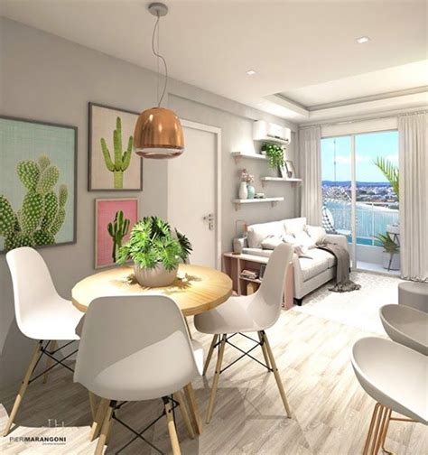 An Artists Rendering Of A Living Room And Dining Area With White
