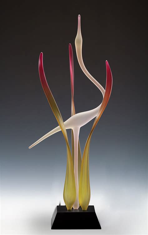 Lone Crane Blush By Warner Whitfield And Beatriz Kelemen Art Glass