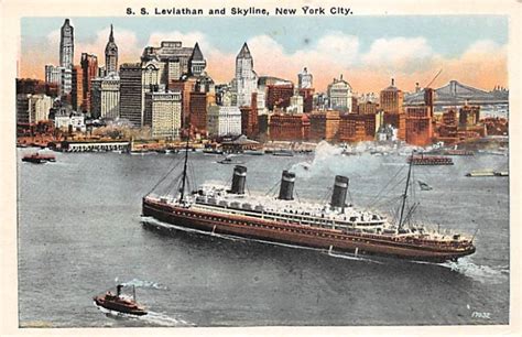 Ss Leviathan United States Line Unused Topics Other Postcard