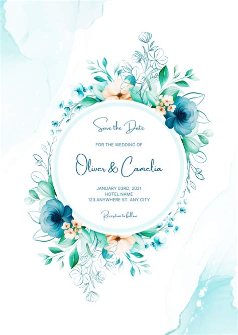 Blue Wedding Invitations Wedding Invitation Design Watercolor