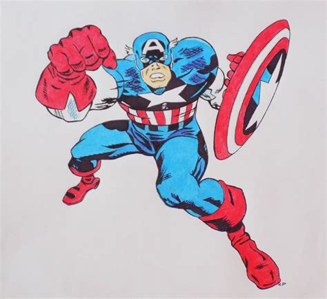 This Is A Drawing I Made Of Jack Kirbys Captain America I Used Pen