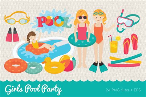 Girls Pool Party Vector Png Grafik Von Peachycottoncandy · Creative Fabrica