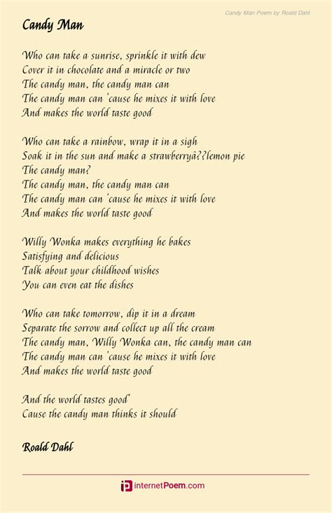 When grandma opened it, she. Candy Man Poem by Roald Dahl