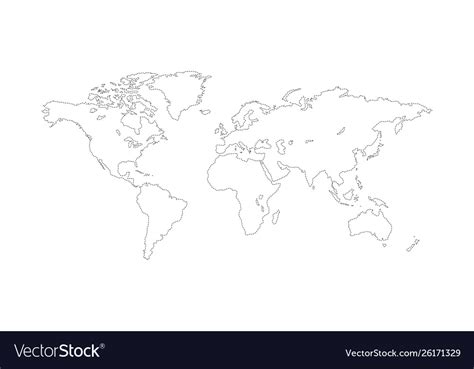 World Map Outline Planet Earth Line Royalty Free Vector