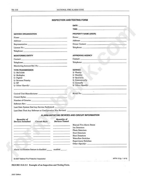 Fire Alarm Inspection Report Template