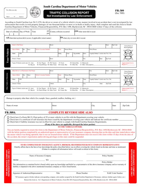 Sc Dmv Fr 309 2005 2021 Fill And Sign Printable Template Online Us