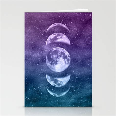 Lunar Moon Phases Teal And Purple Stationery Cards By Blue Sky Whimsy