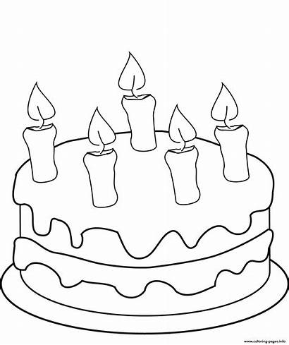 Cake Coloring Birthday Candles Pages Printable Five