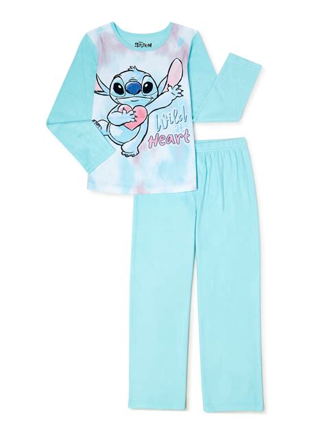 Stitch Girls Pajamas Sleep Set 2 Piece Sizes 4 12