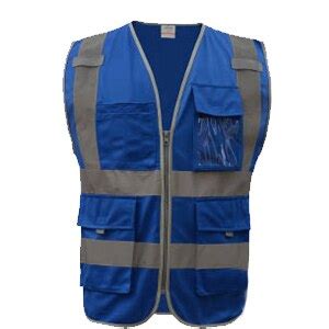 Wearing a safety vest is just a part of the job for many work crews. SFvest blue reflective vest blue safety waistcoat with logo printing free shipping-in Safety ...