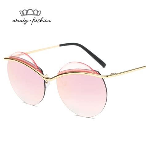 Wnnty 2017 Fashion Rimless Round Sunglasses For Women Clip Classic
