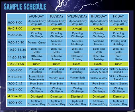 Sample Schedule Lx Sports Camps Wellesley Ma