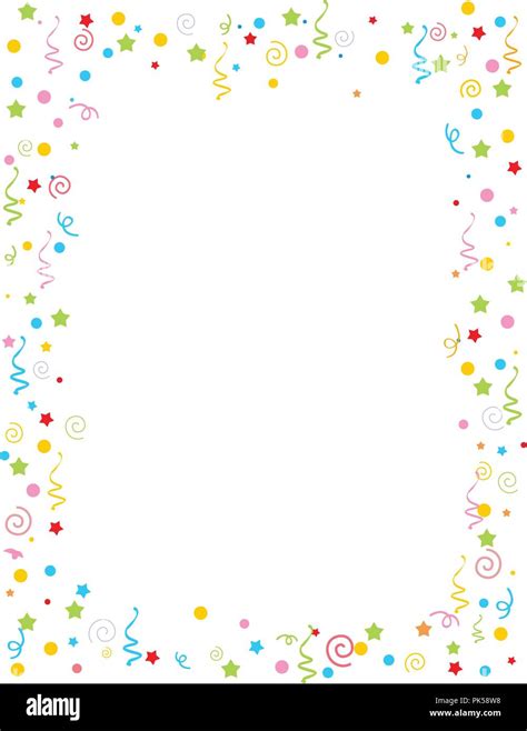 Colorful Falling Confetti Party Frame With Empty Space In Center Stock