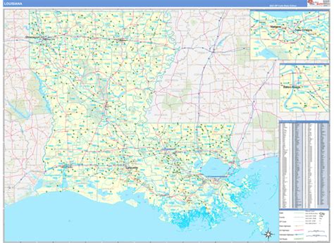 Louisiana Zip Code Wall Map Basic Style By Marketmaps Mapsales