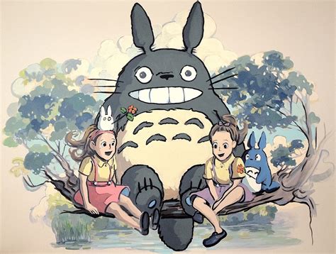 Totoro Mural Pokemon Pikachu Pusheen Cat Studio Ghibli Movies My