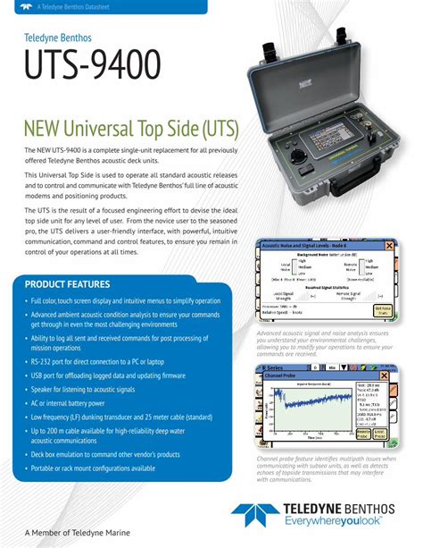 PDF Teledyne Benthos UTS 9400 Oceanografia Litoral A Member Of Teledyne Marine Advanced