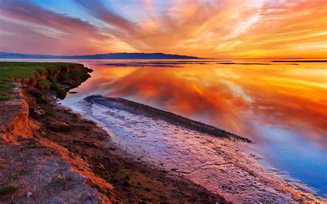 Wallpaper Sunlight Landscape Sunset Sea Rock Nature Shore