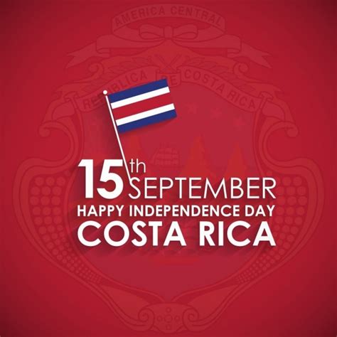Free Vector 15th September Happy Independence Day Costa Rica