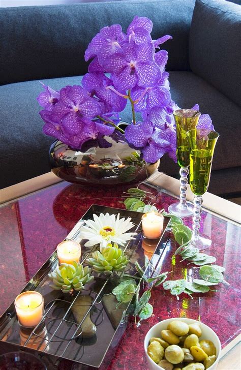 Jinxtips Coffee Table Artificial Flowers Floral Arrangement Faux