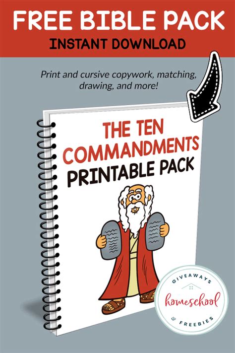 The ten commandments are a set of laws which were allegedly given to moses by god, written across both sides of two stone tablets (or tables). FREE Ten Commandments Printable Pack - Homeschool Giveaways