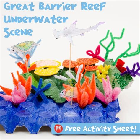 Great Barrier Reef Underwater Scene Australia Crafts Art For Kids