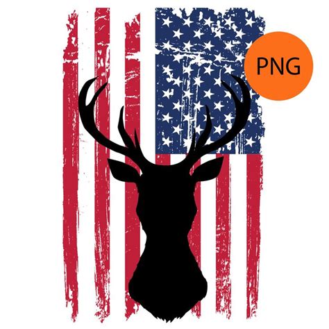 American Flag Deer Head Png Design Patriotic Background Buck Hunting