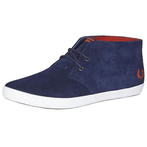 Buy Cheap Fred Perry Byron Mid Suede Carbon Blue Amber