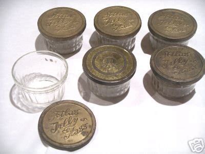 Six Vintage Hazel Atlas Jelly Glasses Jars Metal Lids
