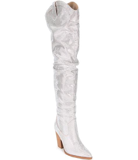 Steve Madden Landy R Rhinestone Over The Knee Western Boots Dillards