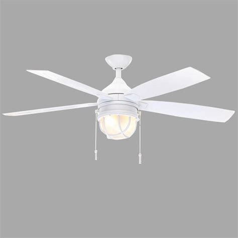 Hampton Bay Seaport 52 In Indooroutdoor White Ceiling Fan With Light
