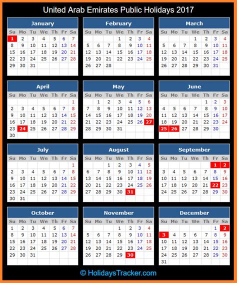 These dates may be modified as official changes are announced, so please check back regularly for updates. United Arab Emirates Public Holidays 2017 - Holidays Tracker