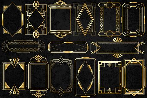 Gold Art Deco Frames Clipart Vintage Retro Frame Png And Etsy Singapore