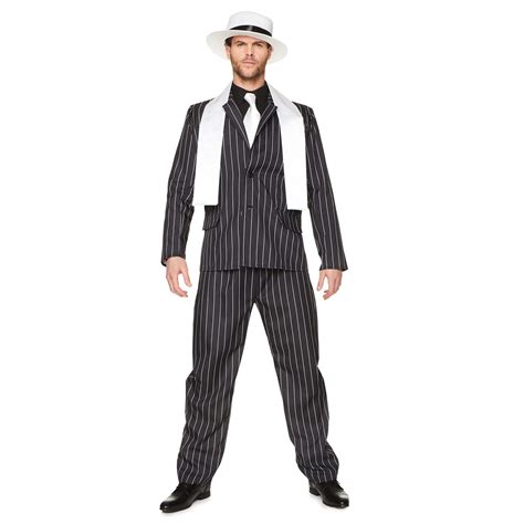 Mens Gangster Boss Costume 1920s Mafia Pinstripe Suit Adult Fancy Dress Outfit Ebay