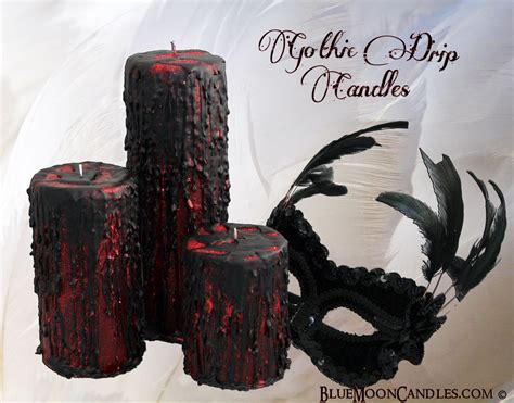 Gothic Crimson And Black Predripped Pillar Candles Gorgeous Dramatic