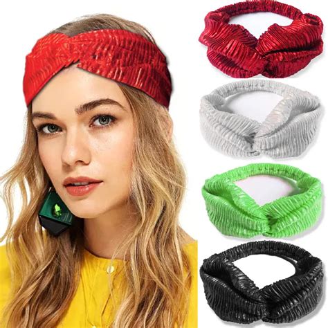 1pcs Glitter Elastic Stretch Twist Headbands Turban Headwrap Headwear