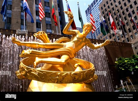 New York Manhattan Rockefeller Plaza Statue Of Prometheus